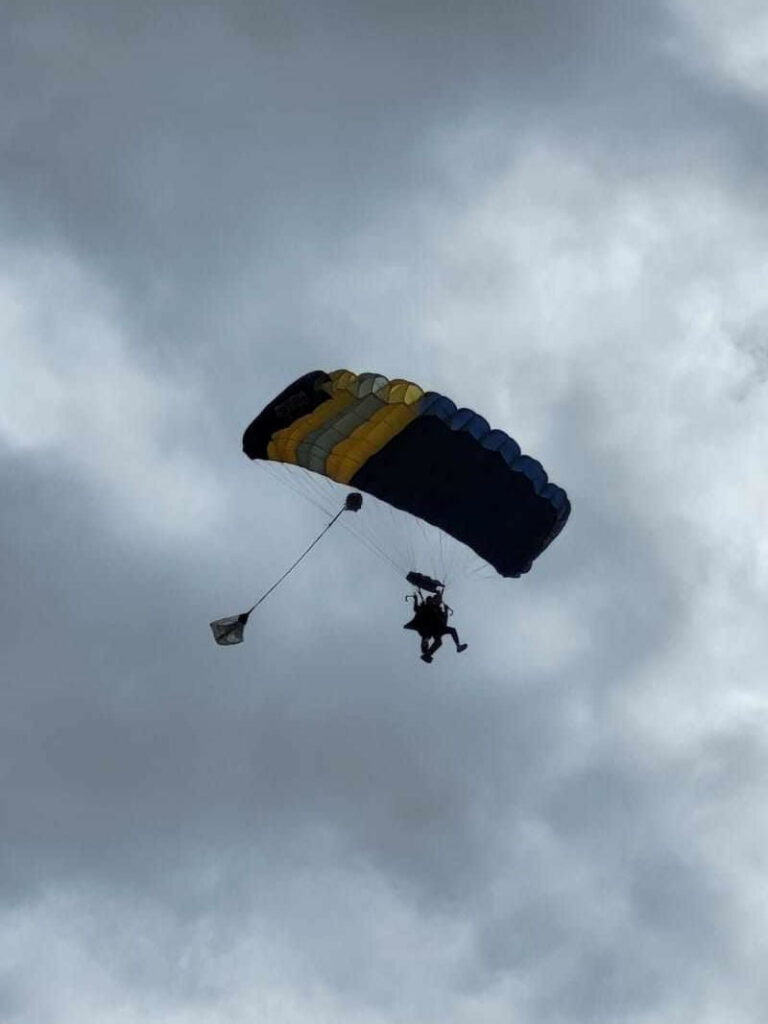 liz during paracute jump